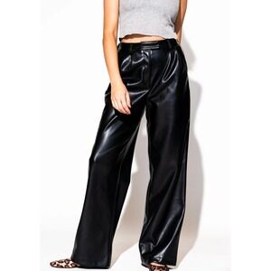 NEW Dressed in LALA Told My Mom About You Vegan Leather Trousers Black Size M